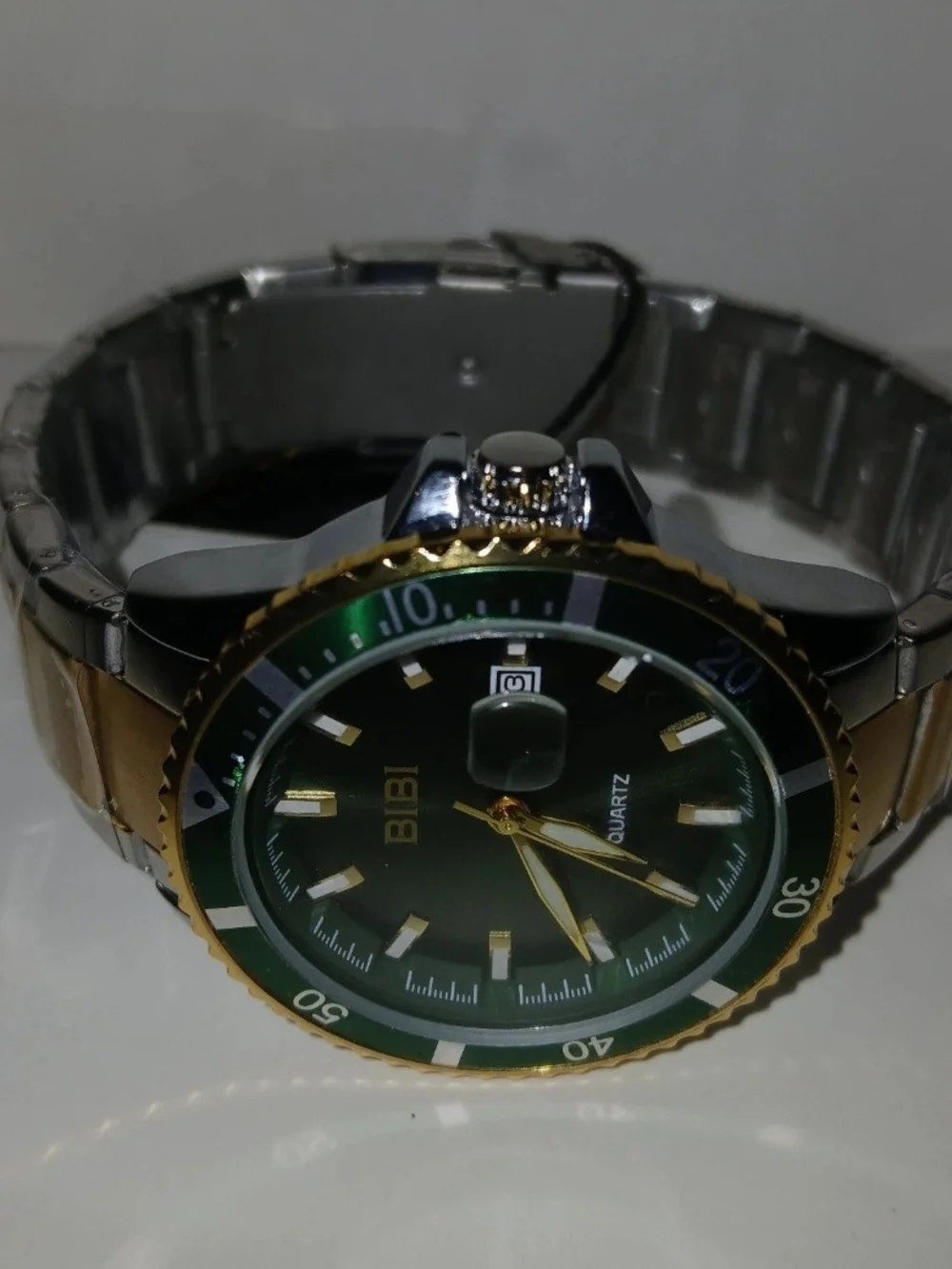 BIBI Men's Green Dial Two-Tone Stainless Steel Watch